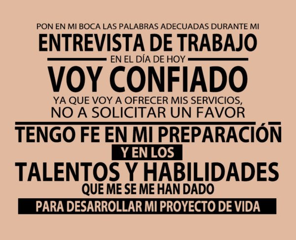 Voy confiado a la entrevista de trabajo