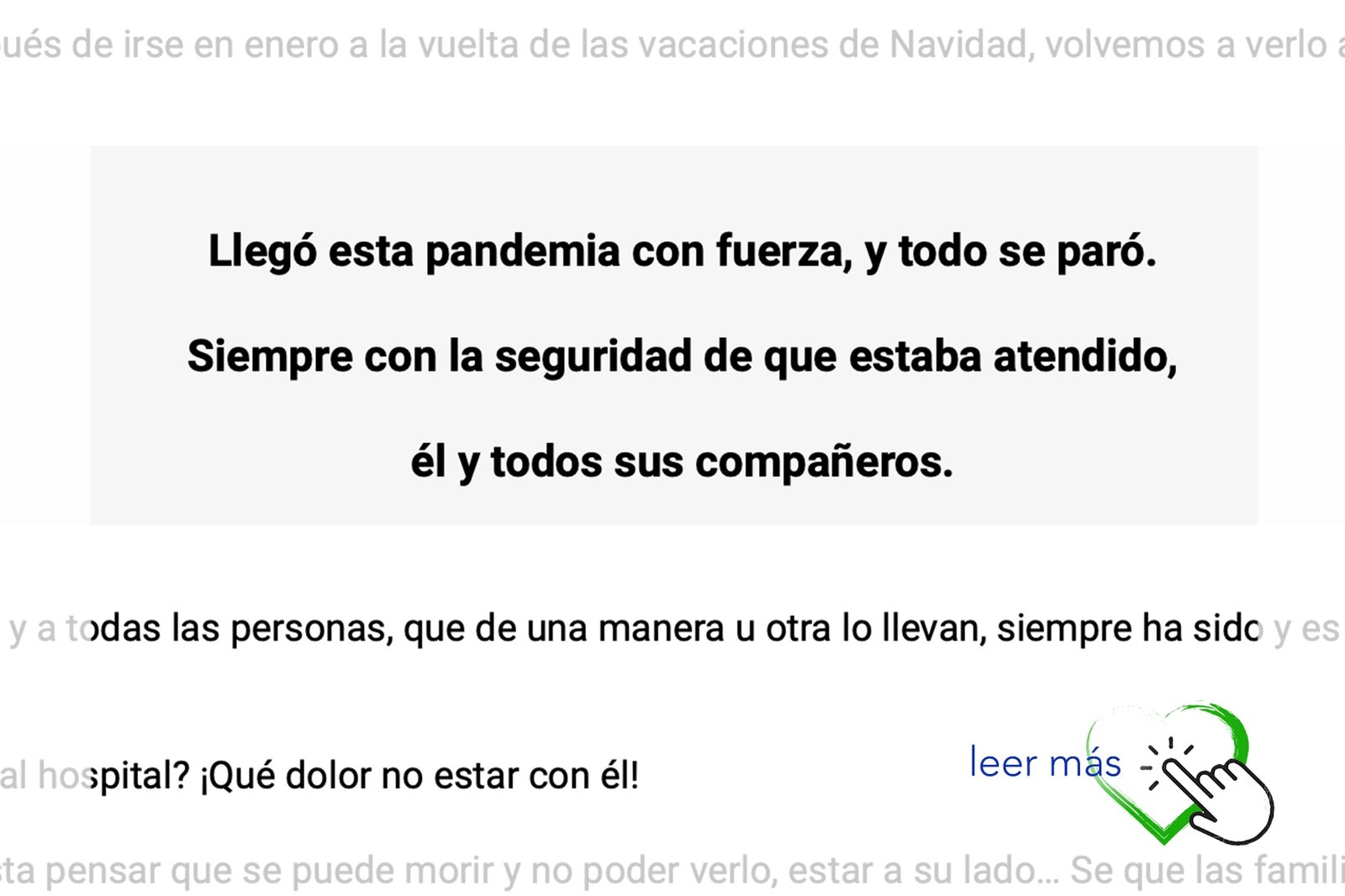 Fragmento de carta enviada por un familiar durante la pandemia Covid
